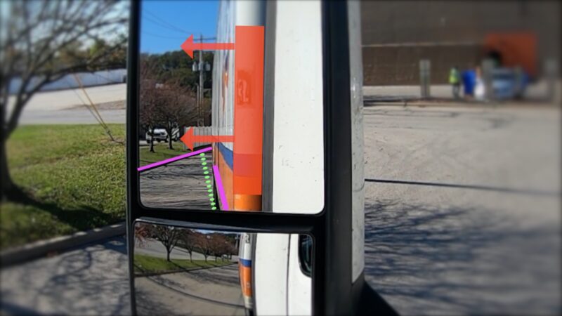 Class A CDL skills tip: Control the trailer by moving the front corners.